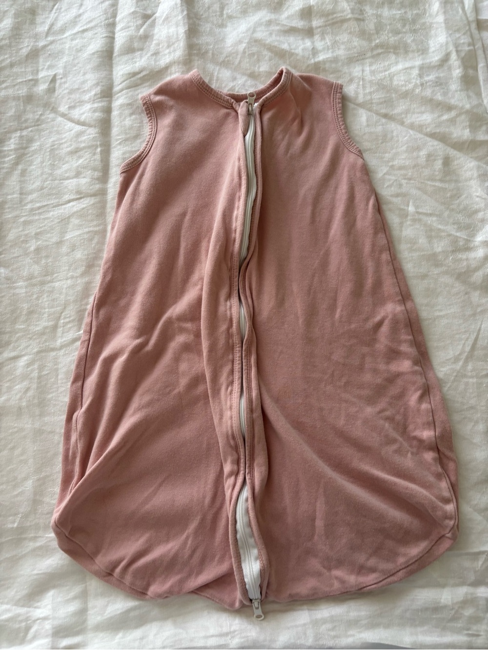 Kids Sleeveless Zip Front One-Piece Sleep Sack in Dusty Pink